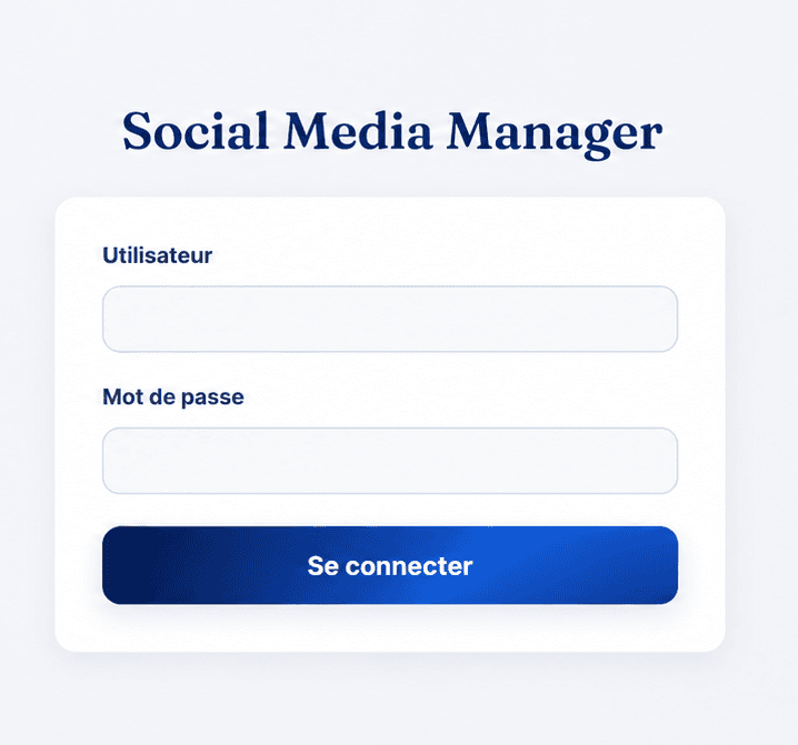 Interface de connexion de l'application Social Media Manager développée par Agence Web POP